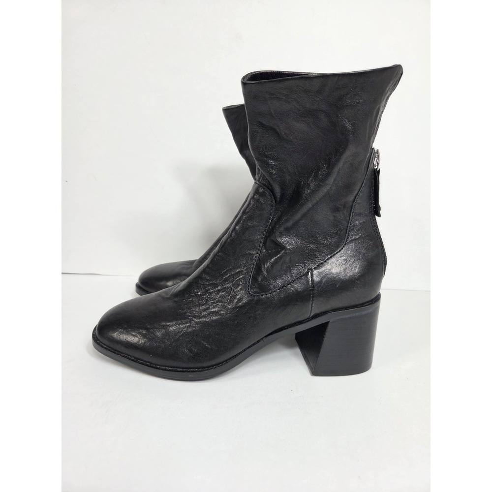 Kelsi Dagger Brooklyn Island Boot Blk Leather Wmn Sz 6 Anthropology Chunky Heel